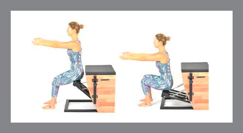 6)-Squat - Exercícios de Pilates na Step Chair